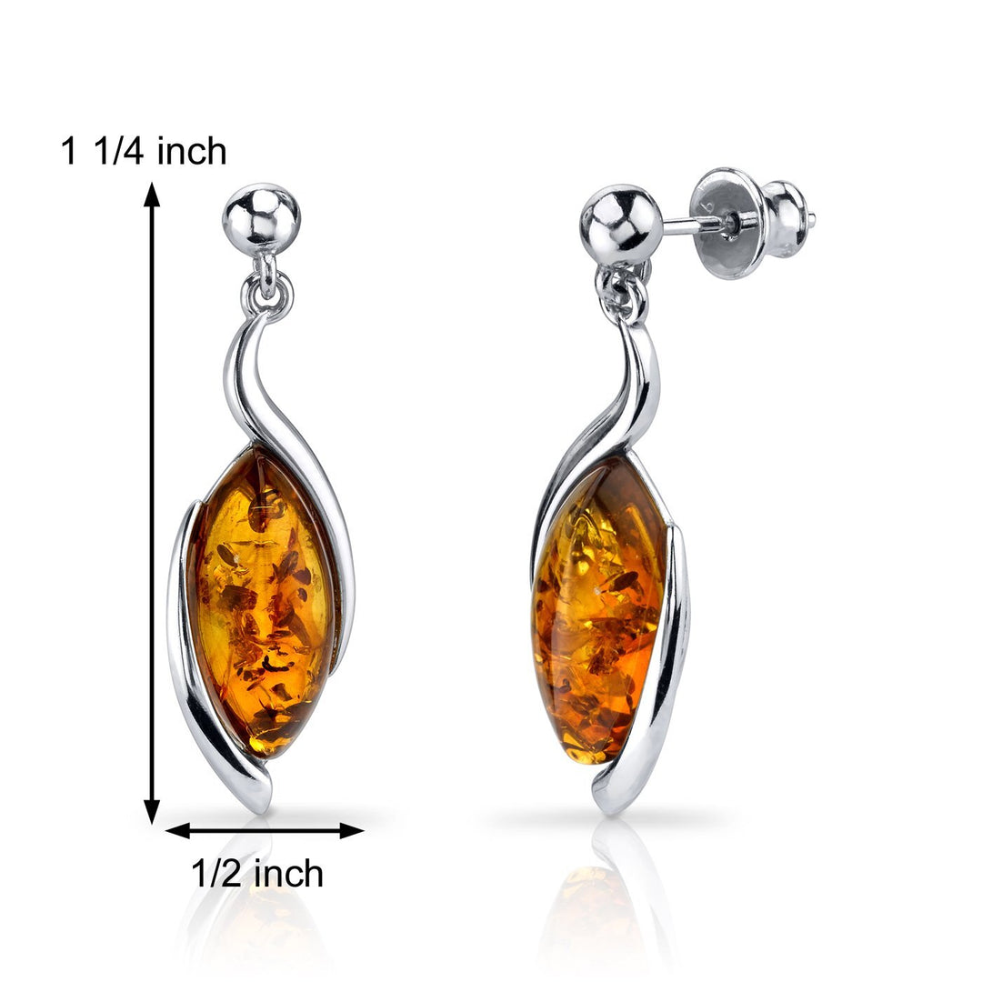 SJC Amber 925 Sterling Silver Earrings