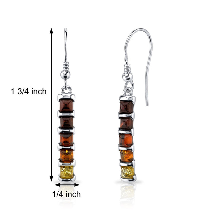 SJC Amber 925 Sterling Silver Earrings