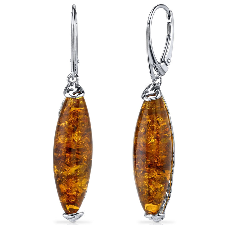 SJC Amber 925 Sterling Silver Earrings