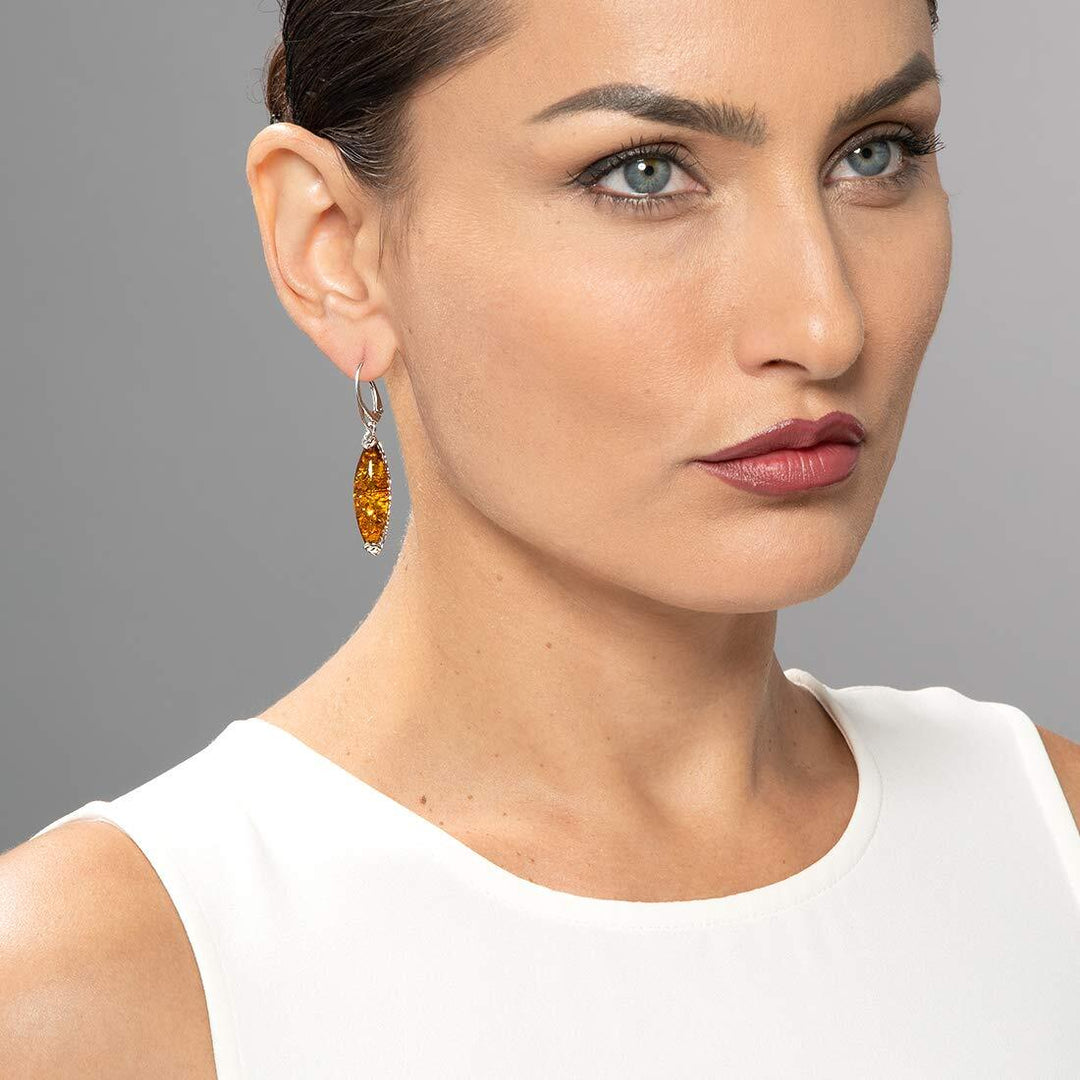 SJC Amber 925 Sterling Silver Earrings