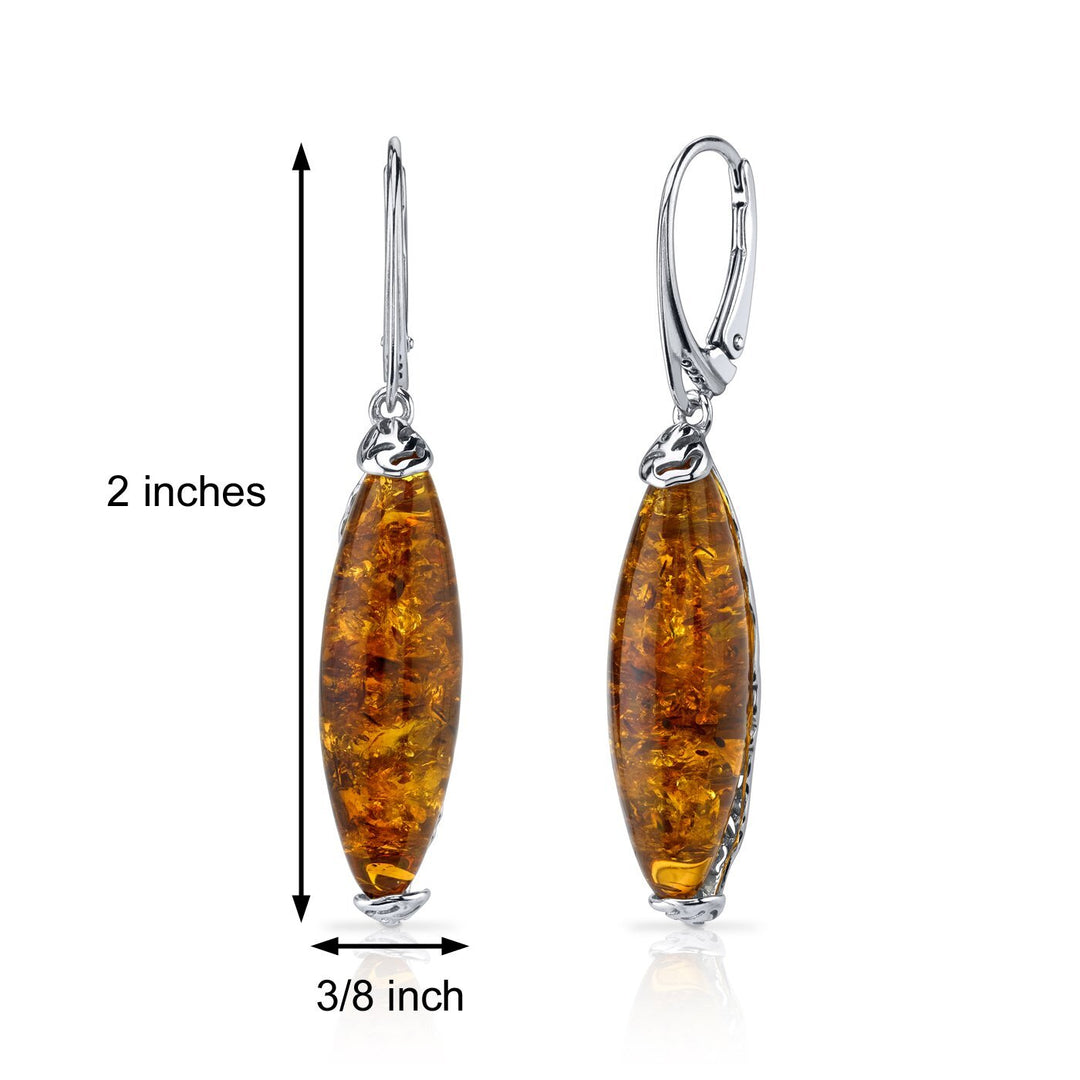 SJC Amber 925 Sterling Silver Earrings