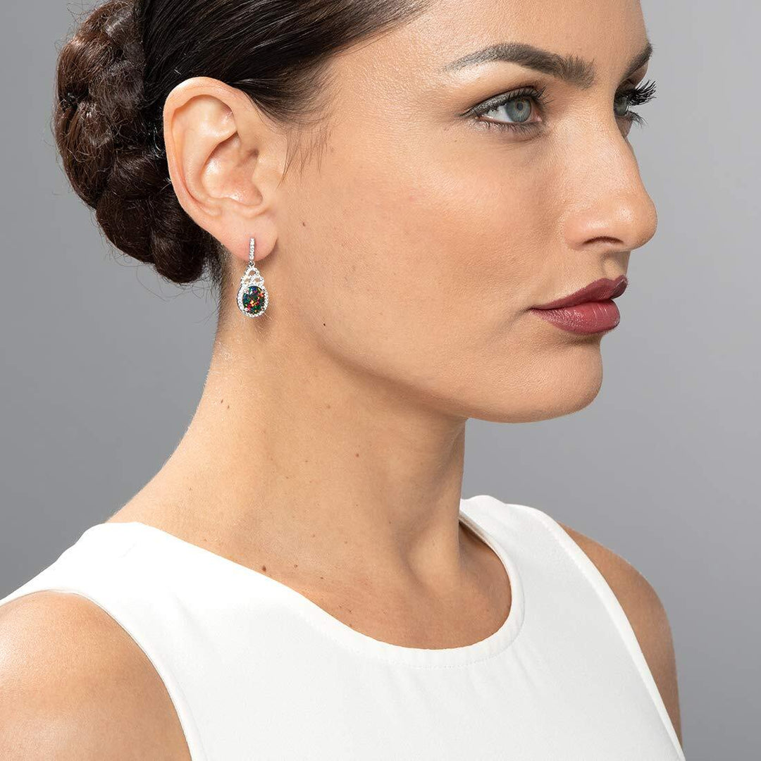 SJC Black Opal 925 Sterling Silver Earrings