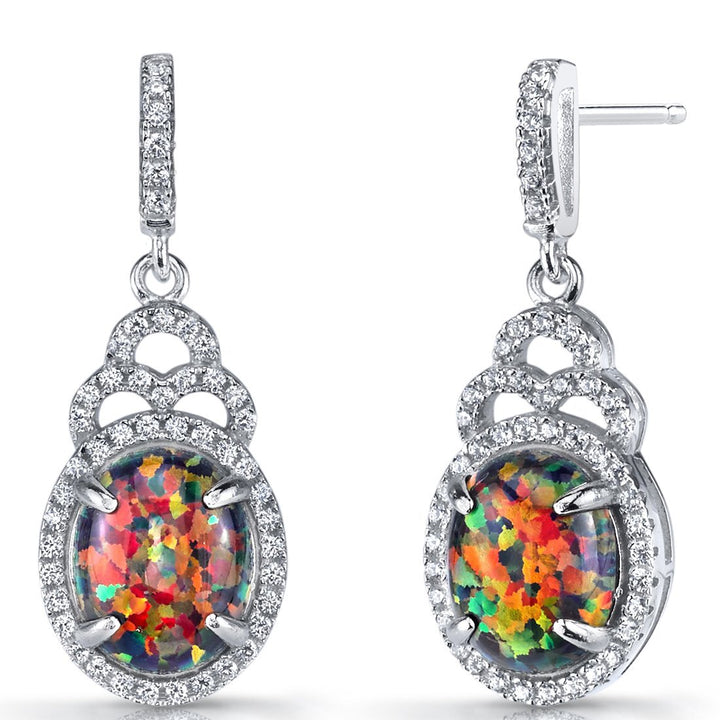SJC Black Opal 925 Sterling Silver Earrings