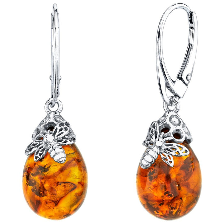 SJC Amber 925 Sterling Silver Earrings