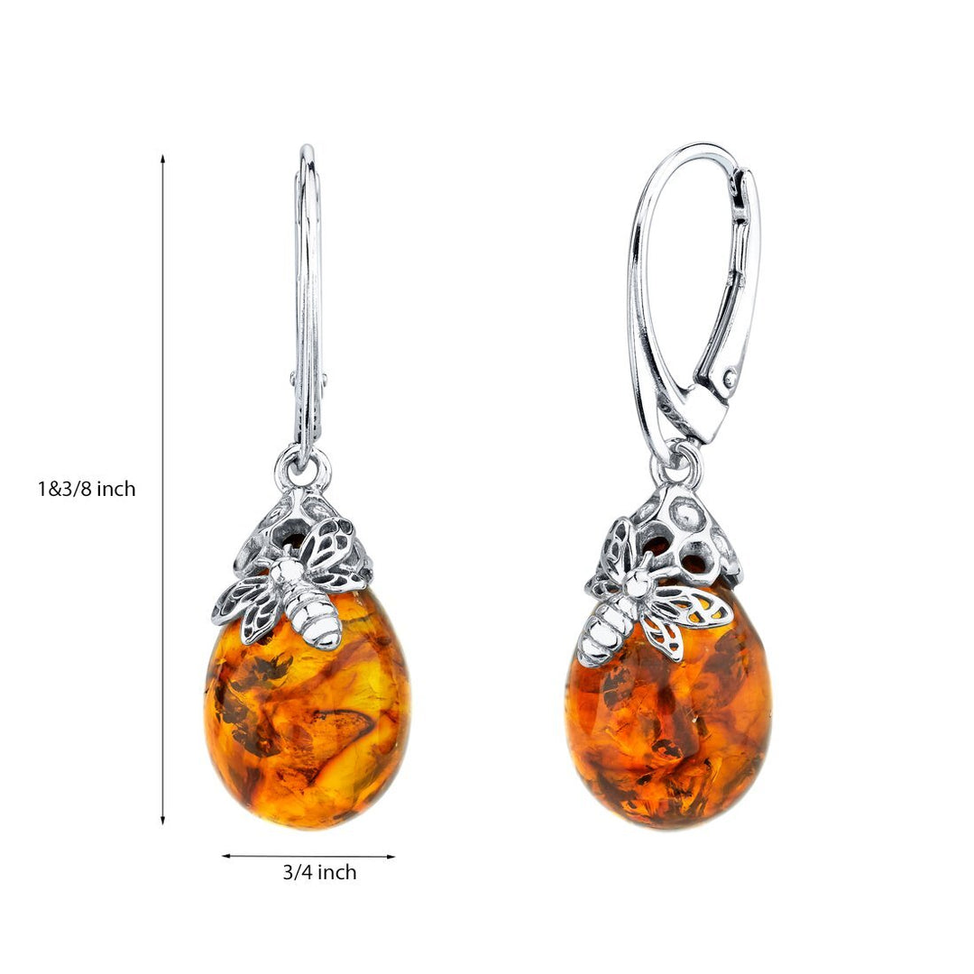 SJC Amber 925 Sterling Silver Earrings