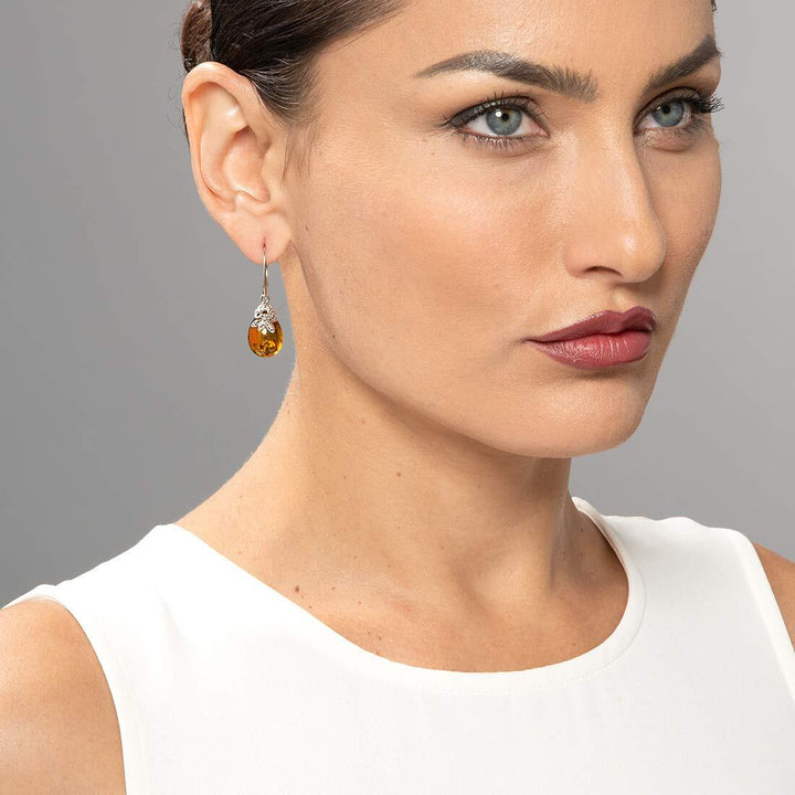 SJC Amber 925 Sterling Silver Earrings