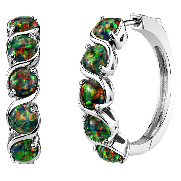 SJC Black Opal 925 Sterling Silver Earrings