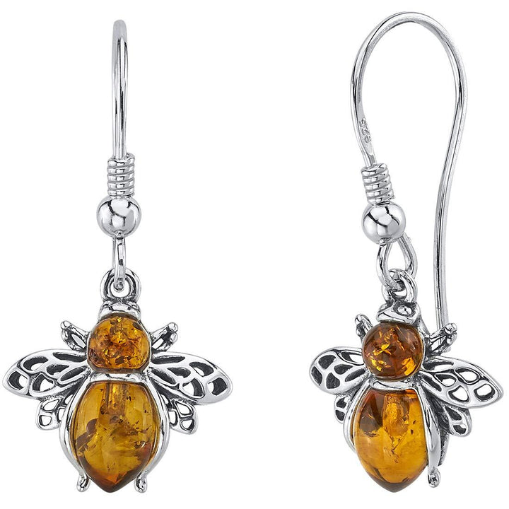 SJC Amber 925 Sterling Silver Earrings