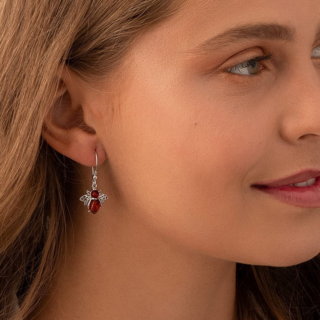 SJC Amber 925 Sterling Silver Earrings