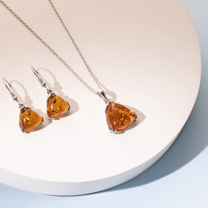 SJC Amber 925 Sterling Silver Earrings