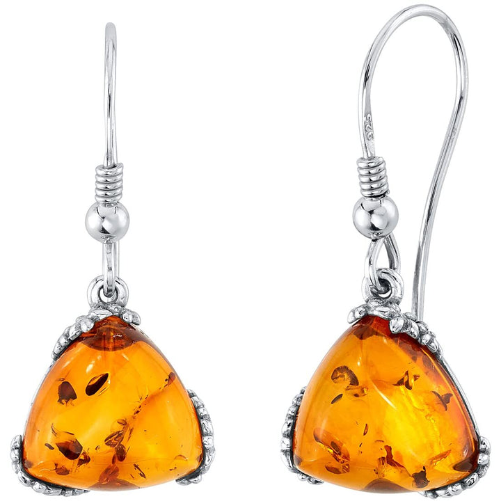 SJC Amber 925 Sterling Silver Earrings