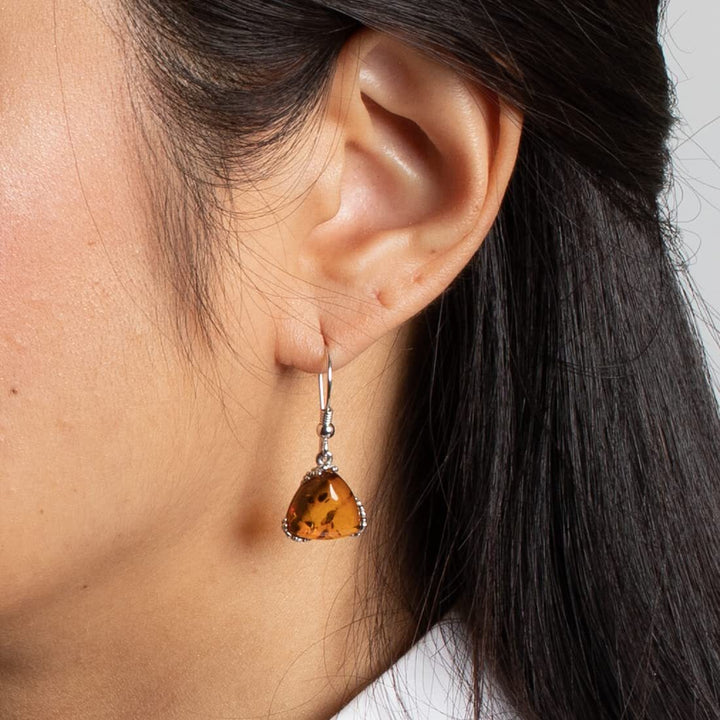 SJC Amber 925 Sterling Silver Earrings