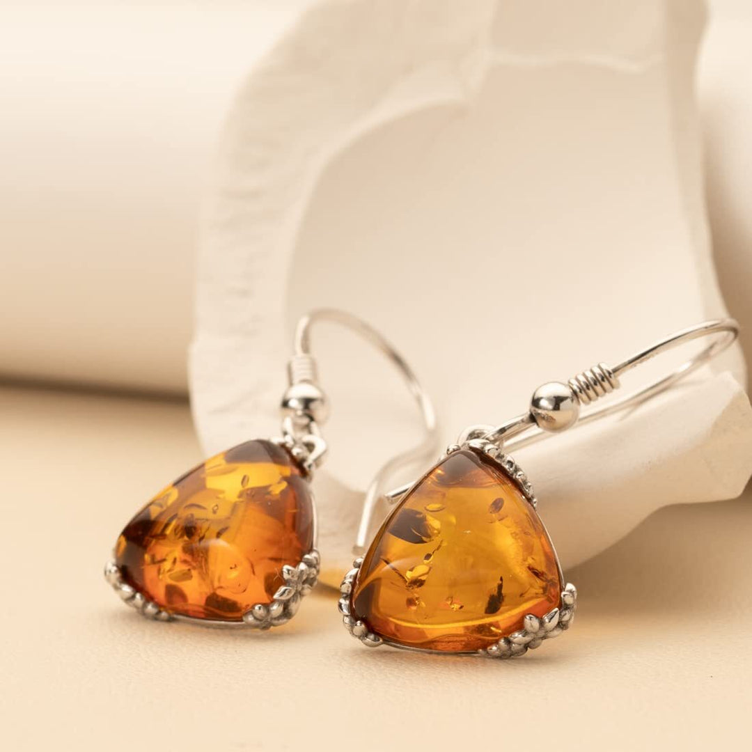 SJC Amber 925 Sterling Silver Earrings