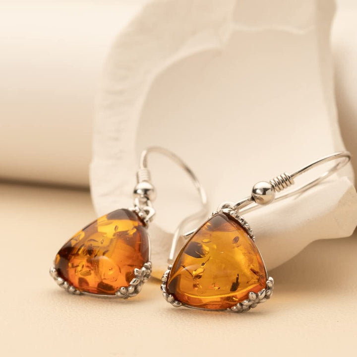 SJC Amber 925 Sterling Silver Earrings