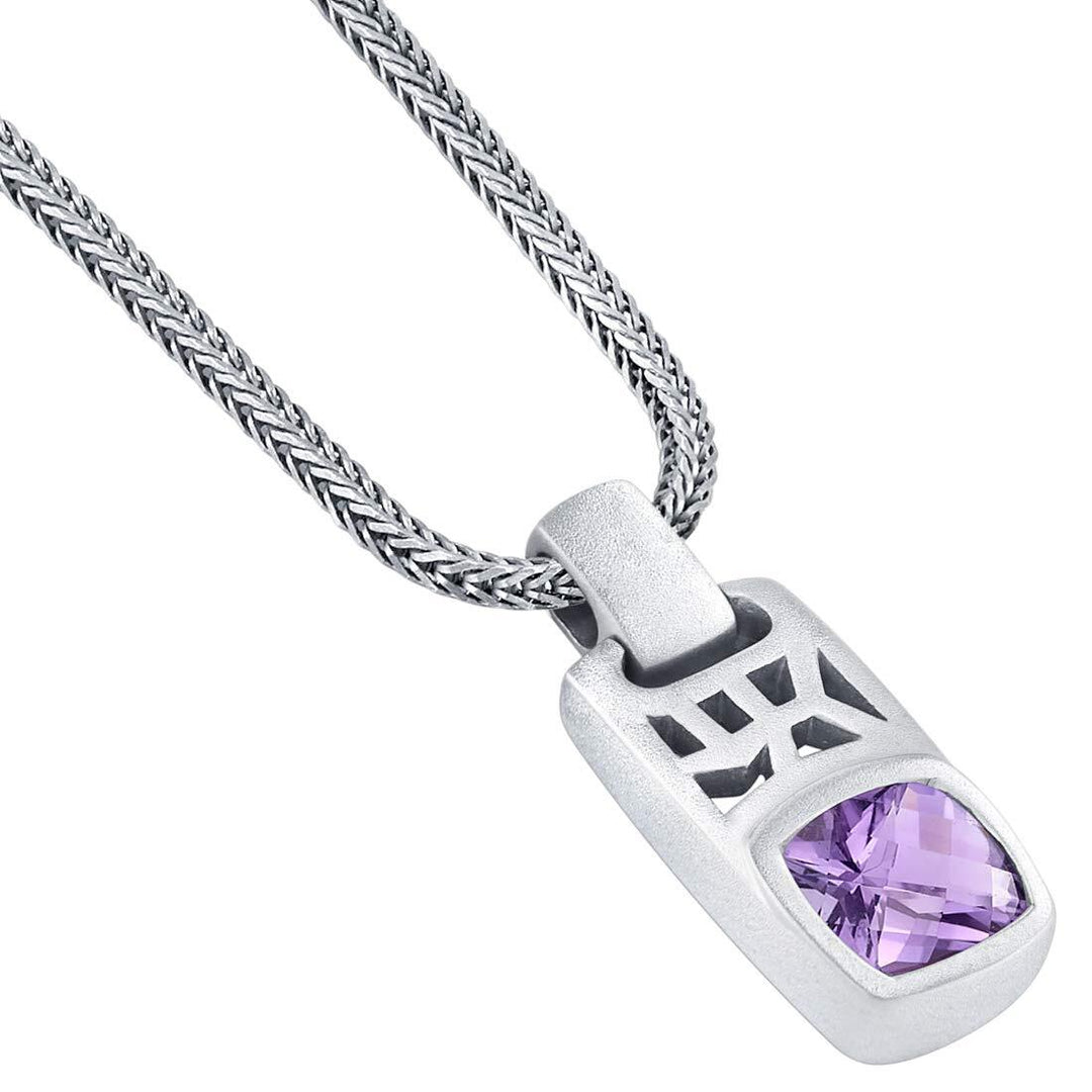 SJC Amethyst 925 Sterling Silver Pendant Necklace