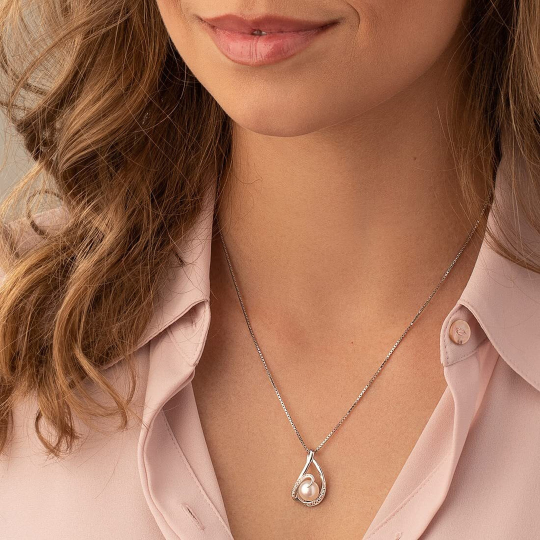 SJC Pearl 925 Sterling Silver Pendant Necklace