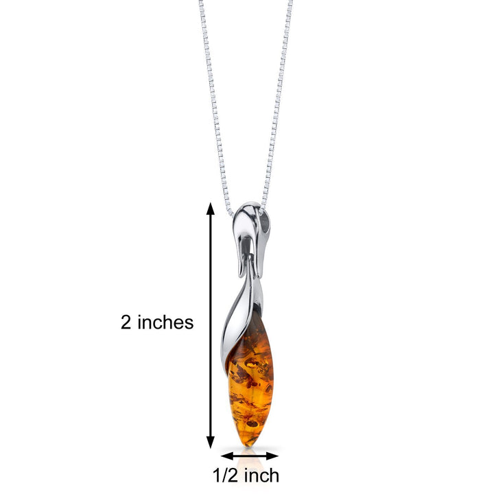 SJC Amber 925 Sterling Silver Pendant Necklace