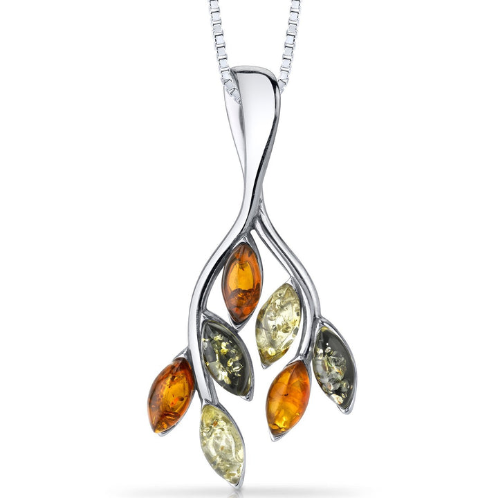 SJC Amber 925 Sterling Silver Pendant Necklace