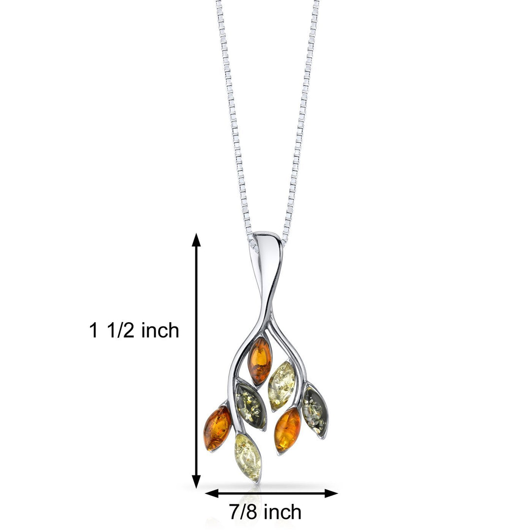 SJC Amber 925 Sterling Silver Pendant Necklace