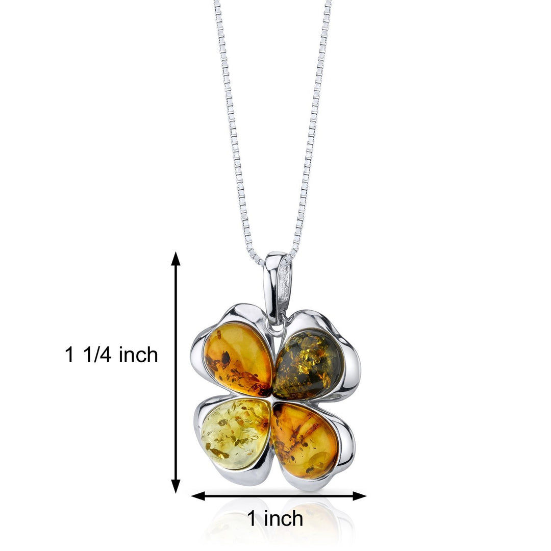 SJC Amber 925 Sterling Silver Pendant Necklace