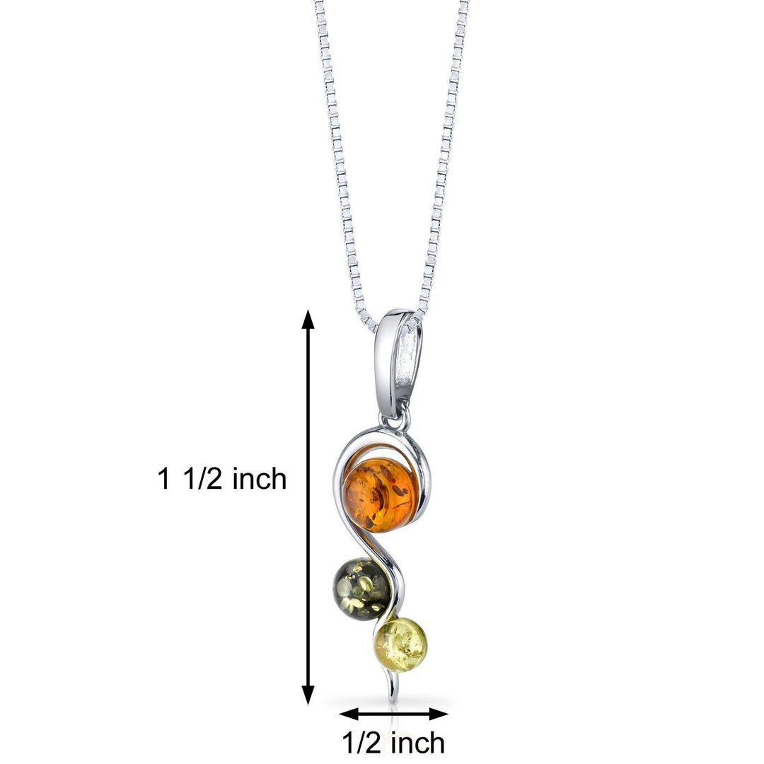 SJC Amber 925 Sterling Silver Pendant Necklace