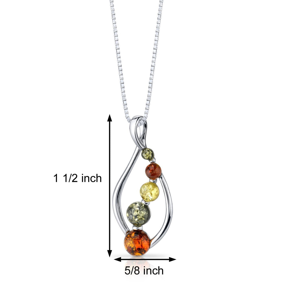 SJC Amber 925 Sterling Silver Pendant Necklace