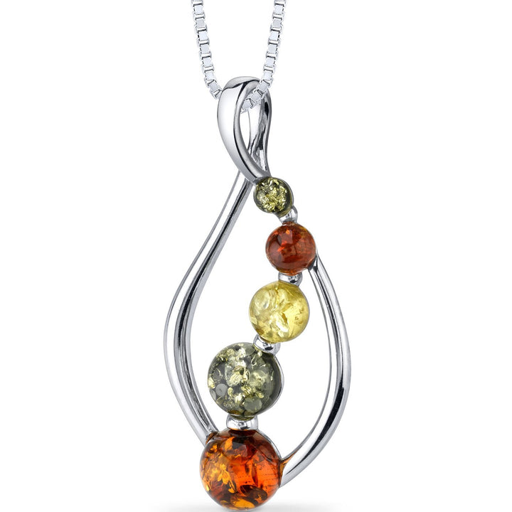 SJC Amber 925 Sterling Silver Pendant Necklace