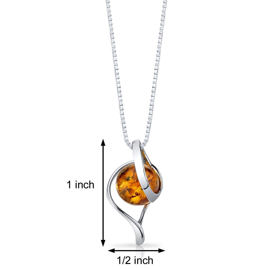 SJC Amber 925 Sterling Silver Pendant Necklace