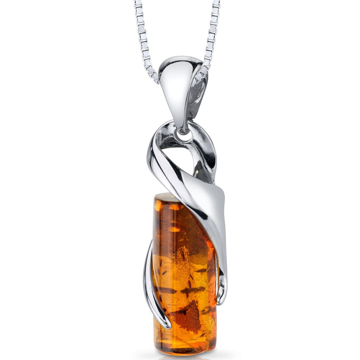 SJC Amber 925 Sterling Silver Pendant Necklace