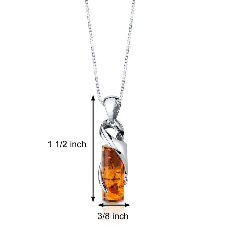 SJC Amber 925 Sterling Silver Pendant Necklace