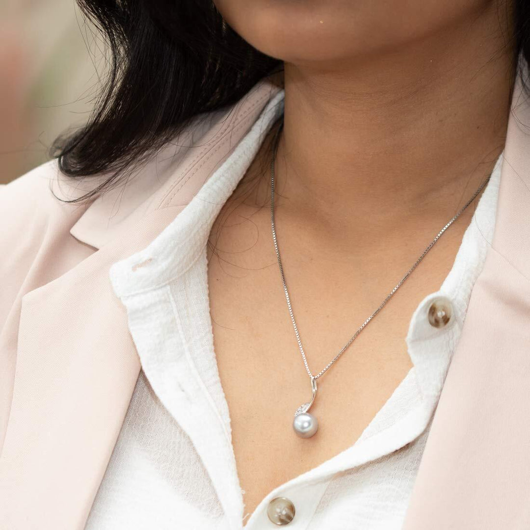 SJC Pearl 925 Sterling Silver Pendant Necklace
