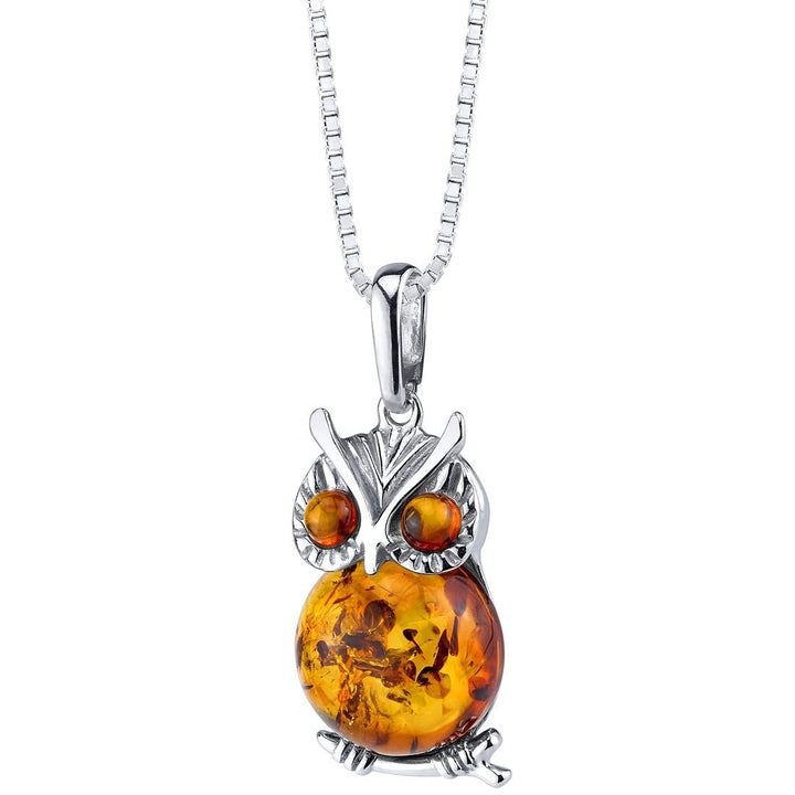 SJC Amber 925 Sterling Silver Pendant Necklace