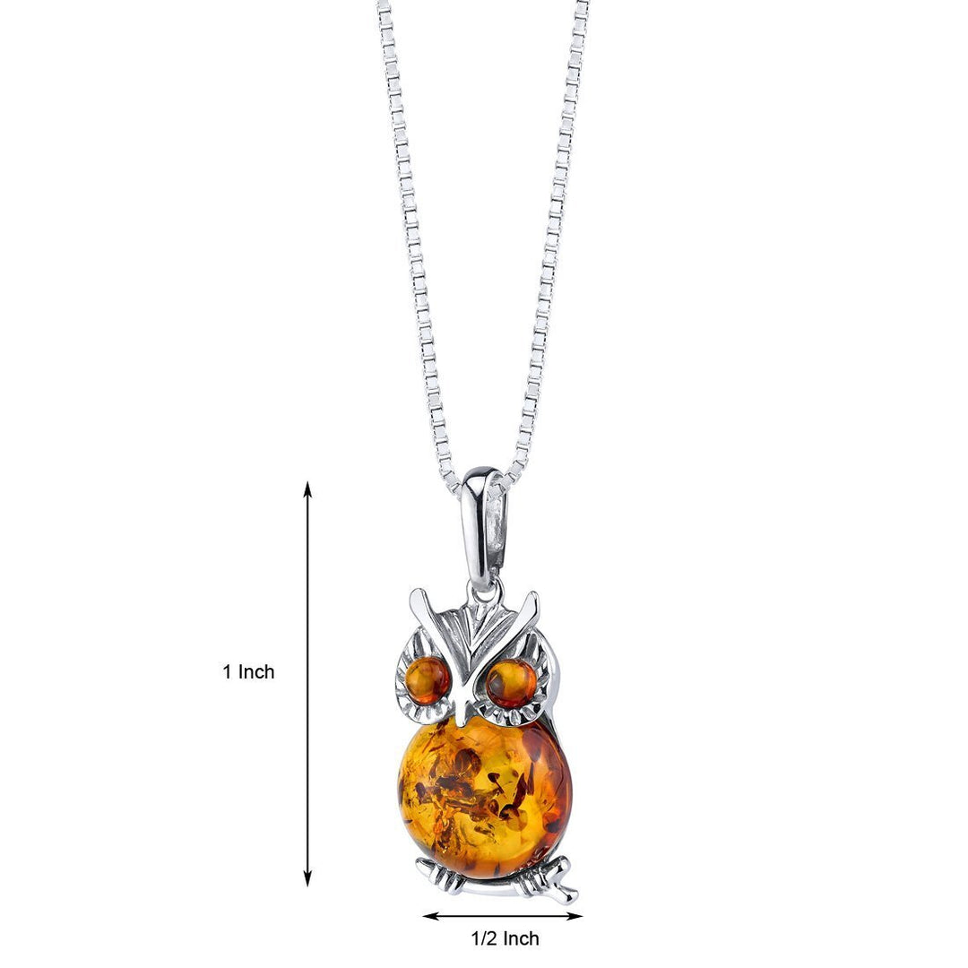 SJC Amber 925 Sterling Silver Pendant Necklace