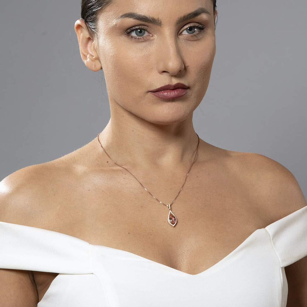 SJC Simulated Morganite 925 Sterling Silver Pendant Necklace