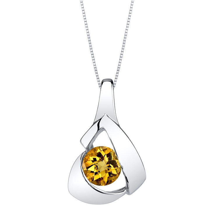 SJC Citrine 925 Sterling Silver Pendant Necklace