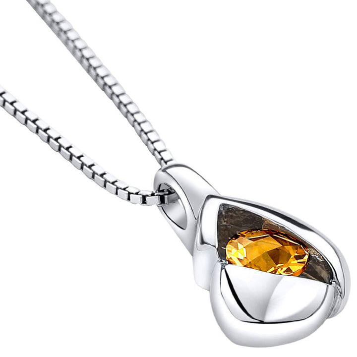 SJC Citrine 925 Sterling Silver Pendant Necklace
