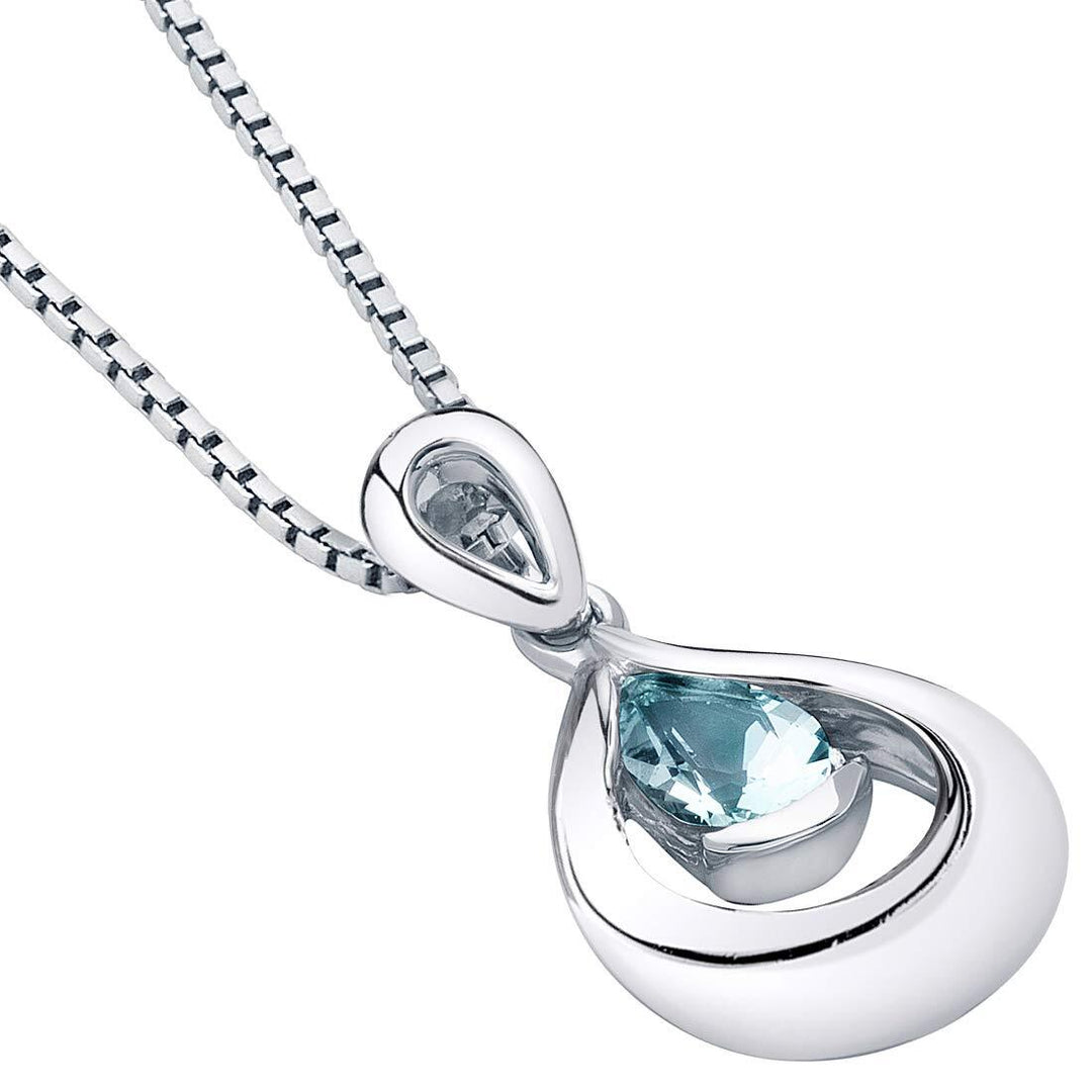 SJC Aquamarine 925 Sterling Silver Pendant Necklace
