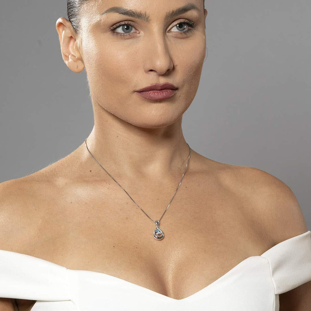 SJC Aquamarine 925 Sterling Silver Pendant Necklace