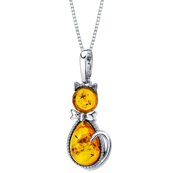 SJC Amber 925 Sterling Silver Pendant Necklace