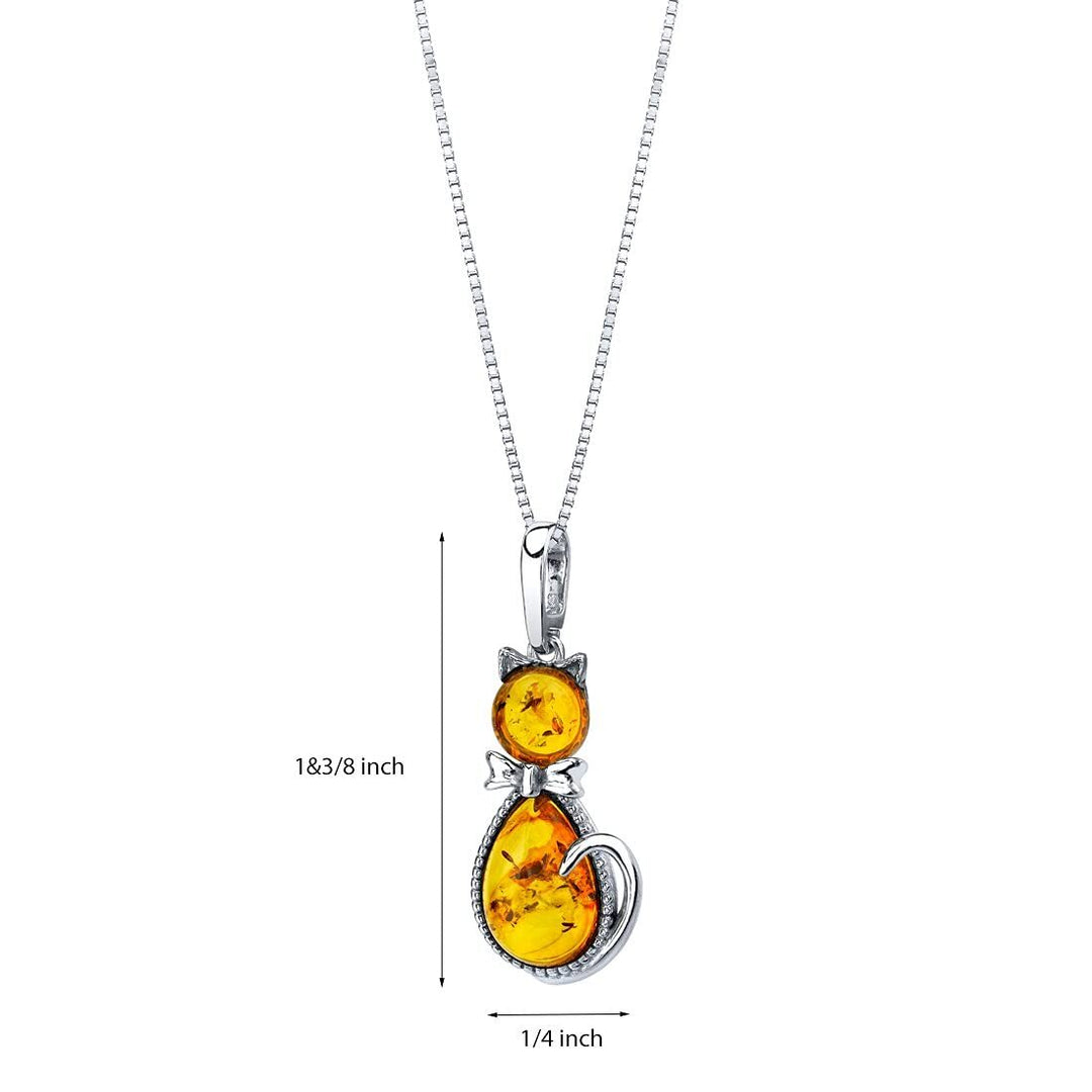 SJC Amber 925 Sterling Silver Pendant Necklace
