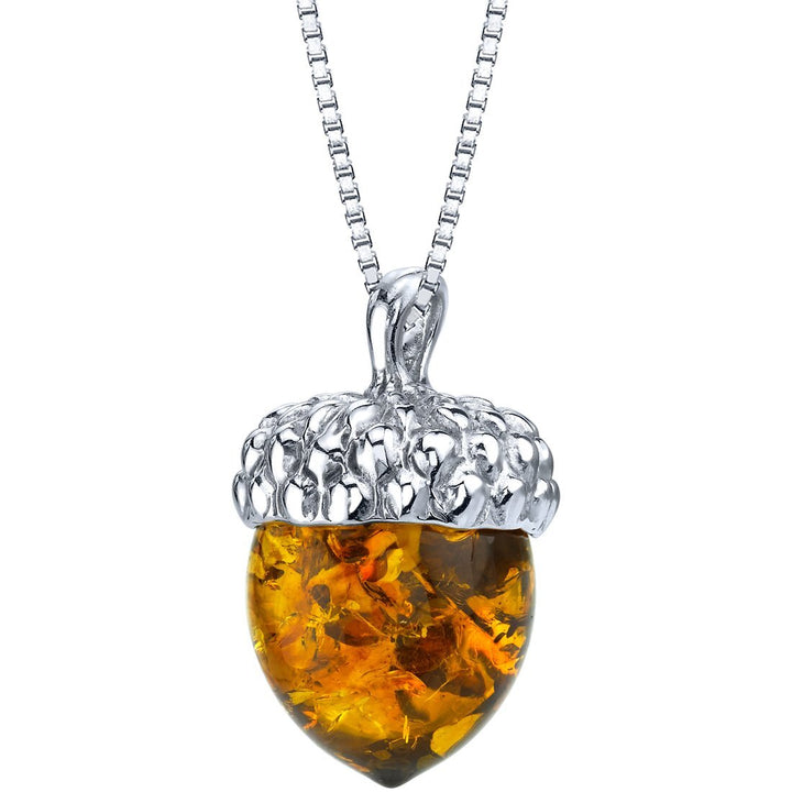 SJC Amber 925 Sterling Silver Pendant Necklace