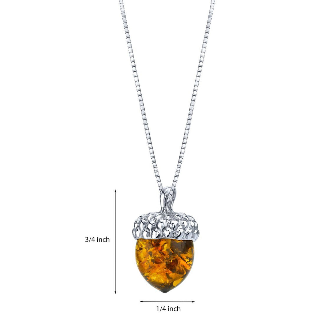 SJC Amber 925 Sterling Silver Pendant Necklace