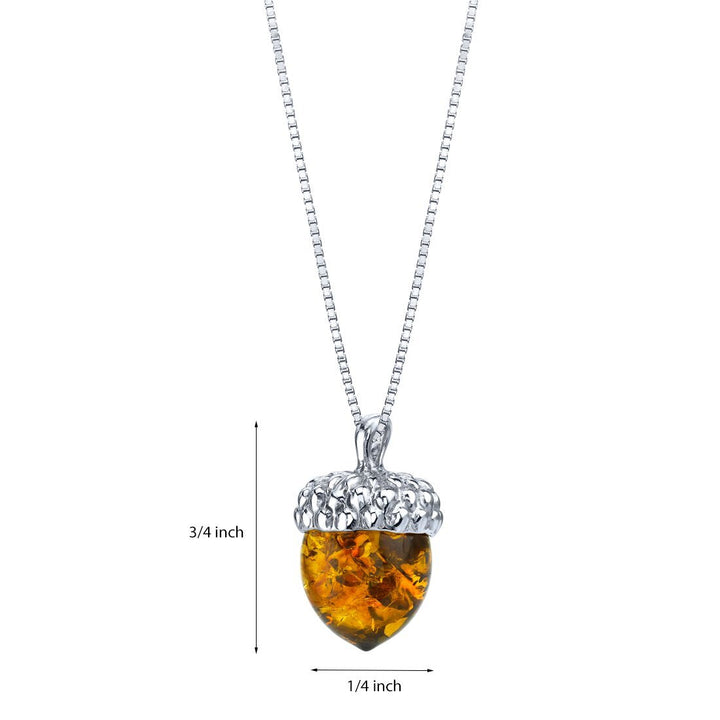 SJC Amber 925 Sterling Silver Pendant Necklace