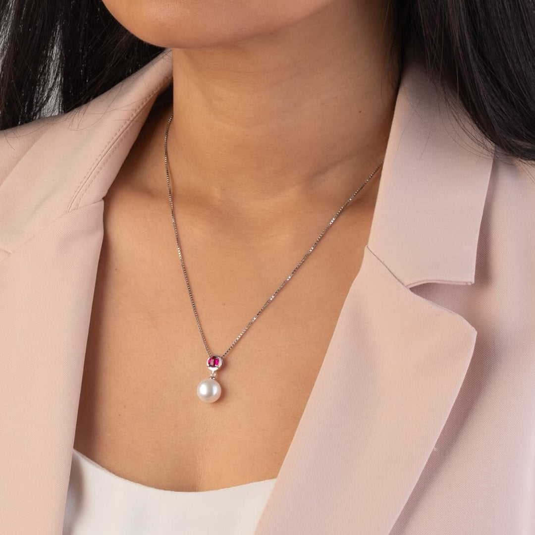 SJC Ruby 925 Sterling Silver Pendant Necklace