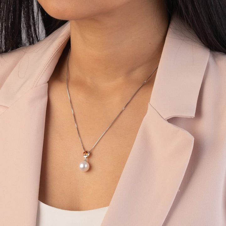 SJC Citrine 925 Sterling Silver Pendant Necklace