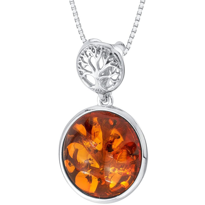 SJC Amber 925 Sterling Silver Pendant Necklace