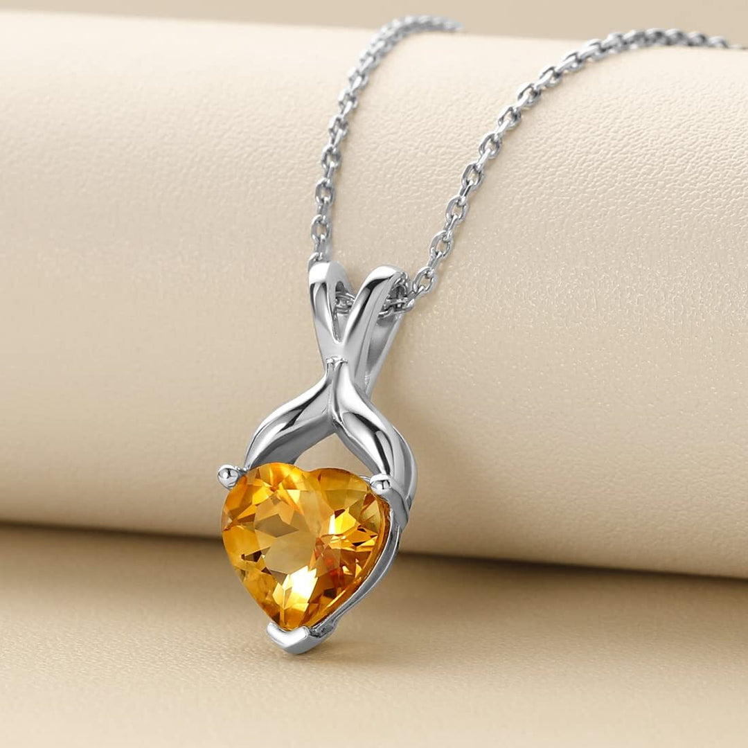 SJC Citrine 925 Sterling Silver Pendant Necklace