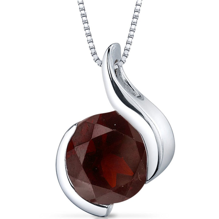 SJC Garnet 925 Sterling Silver Pendant Necklace