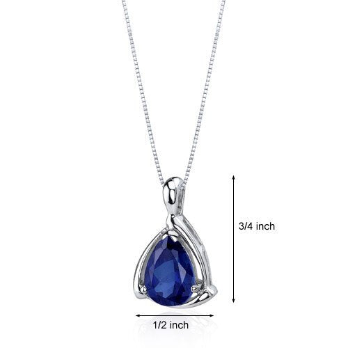 SJC Blue Sapphire 925 Sterling Silver Pendant Necklace