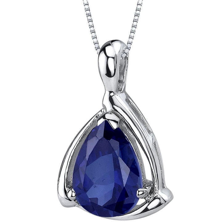 SJC Blue Sapphire 925 Sterling Silver Pendant Necklace